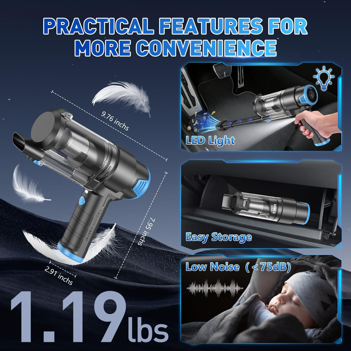 Handheld Car Vacuum Cleaner, Hand Held Vacuum Cleaner and Air Duster