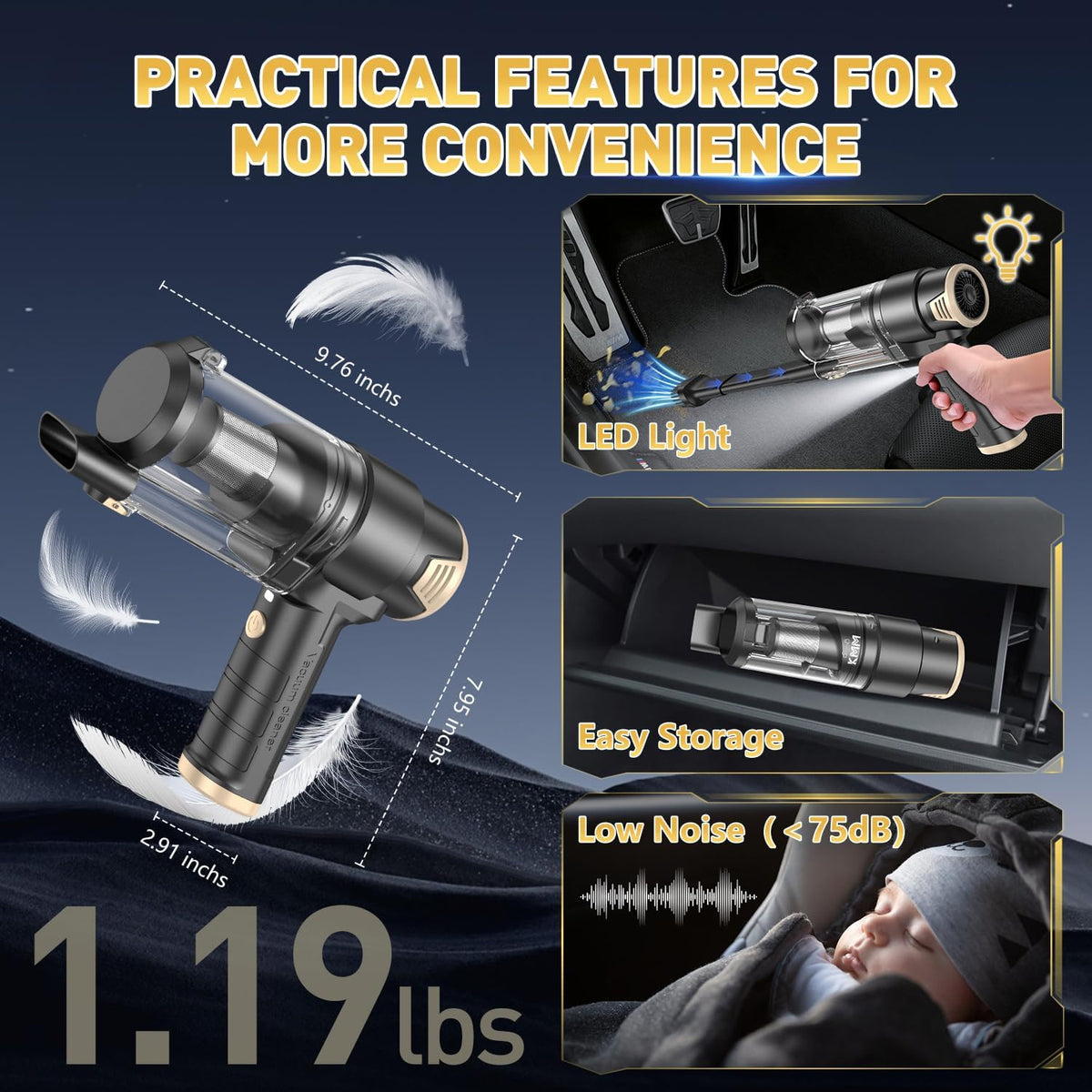 Handheld Car Vacuum Cleaner, Hand Held Vacuum Cleaner and Air Duster