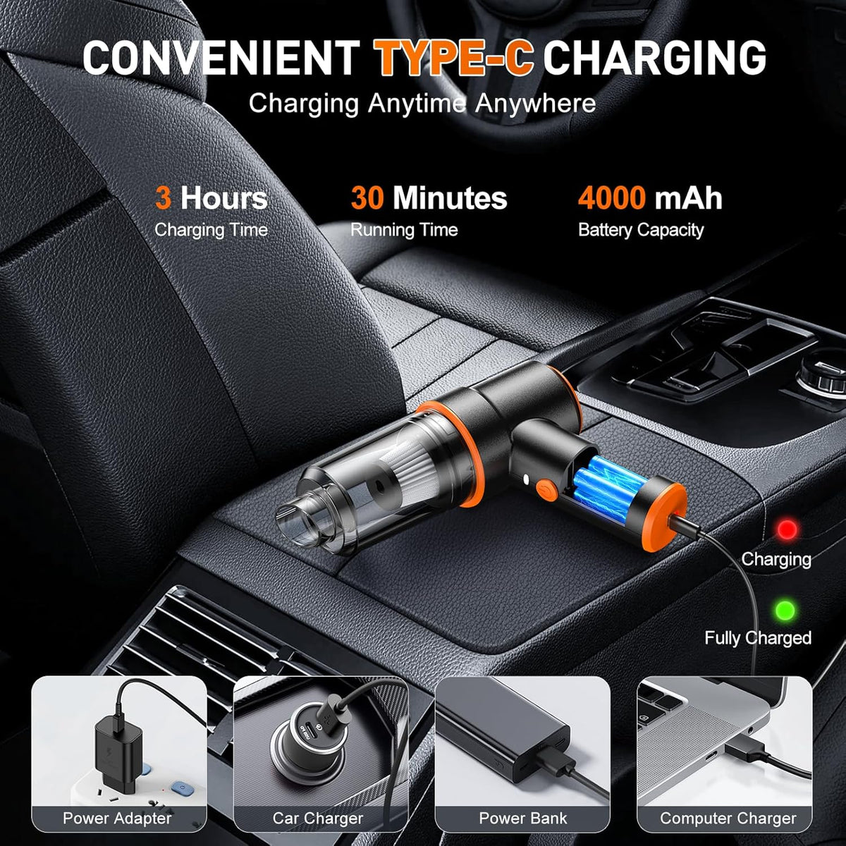 Handheld Car Vacuum Cleaner, Hand Held Vacuum Cleaner and Air Duster
