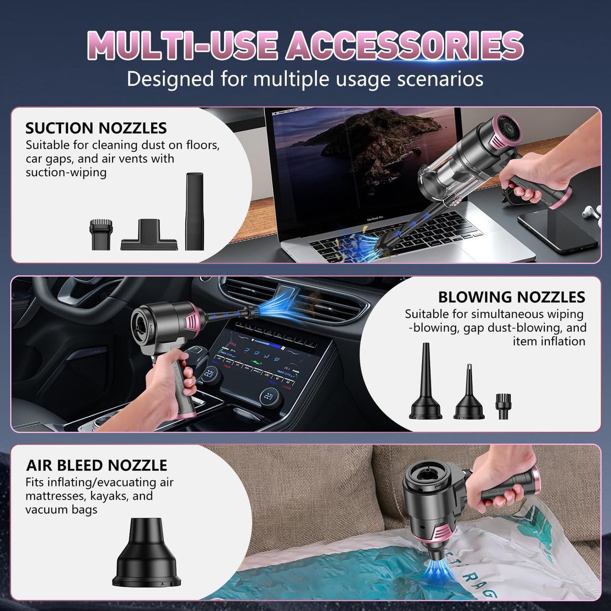 Handheld Car Vacuum Cleaner, Hand Held Vacuum Cleaner and Air Duster