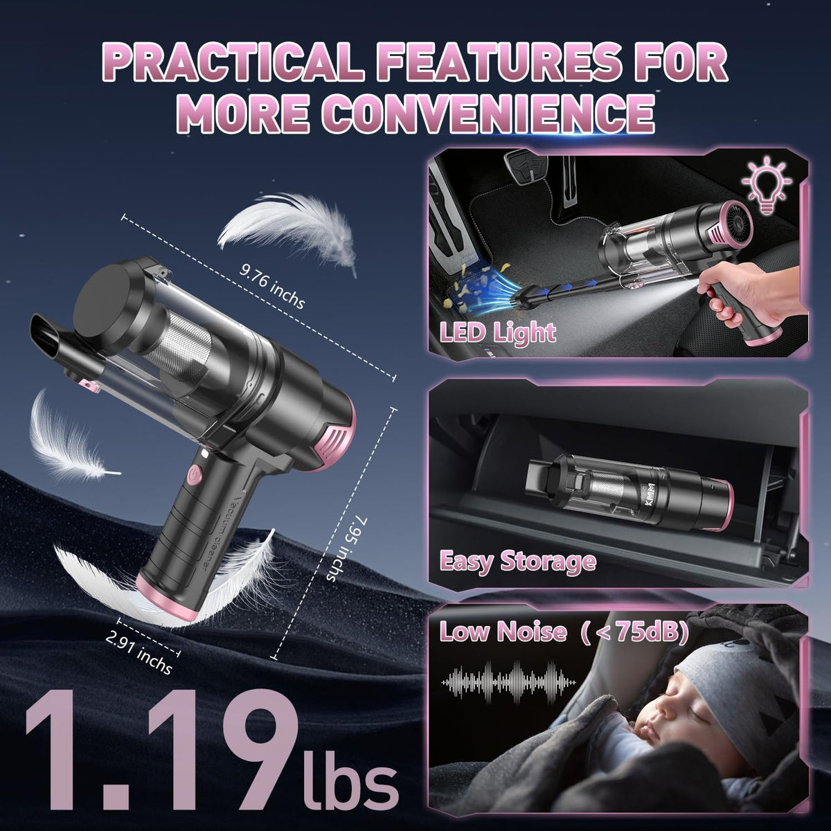 Handheld Car Vacuum Cleaner, Hand Held Vacuum Cleaner and Air Duster