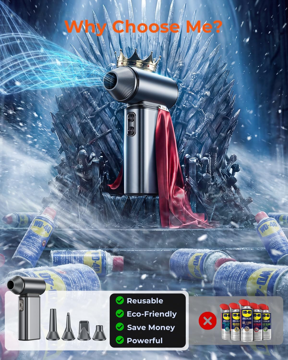 Compressed Air Duster Electric 150000RPM Super Power Mini Air Blower