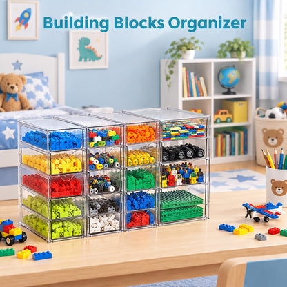 4 Set Acrylic Desk Organizer with 16 Drawers for Office, Makeup
