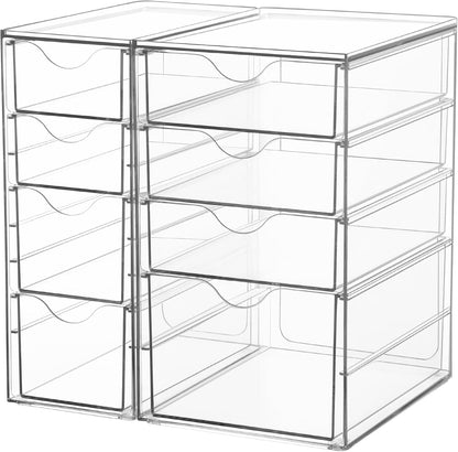 4 Set Acrylic Desk Organizer with 16 Drawers for Office, Makeup