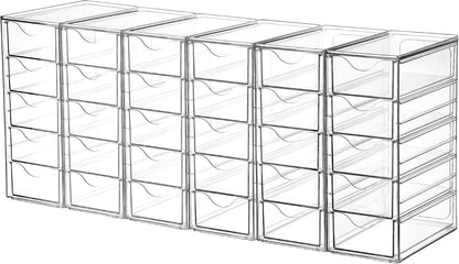 4 Set Acrylic Desk Organizer with 16 Drawers for Office, Makeup
