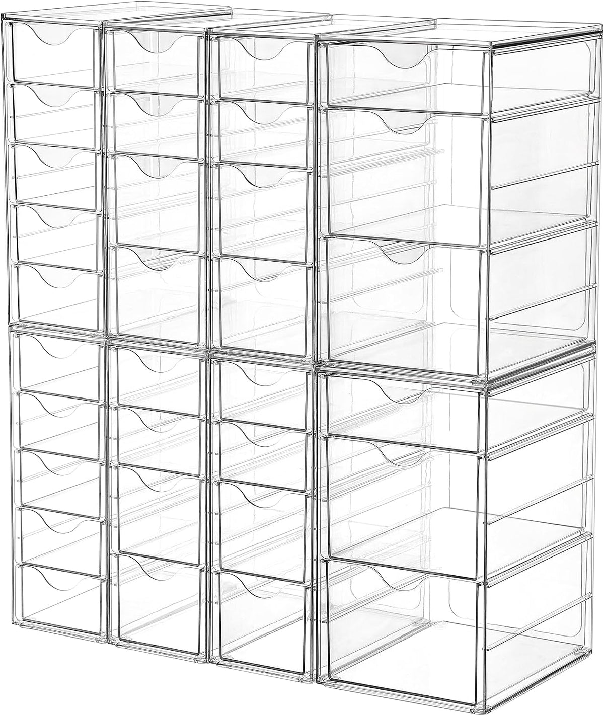4 Set Acrylic Desk Organizer with 16 Drawers for Office, Makeup