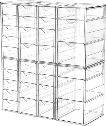 4 Set Acrylic Desk Organizer with 16 Drawers for Office, Makeup
