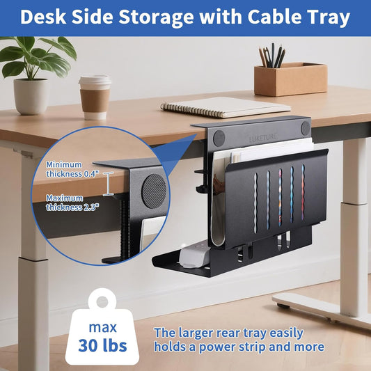 Desk Side Storage,11-4/5" Power Strip Cable Management Tray