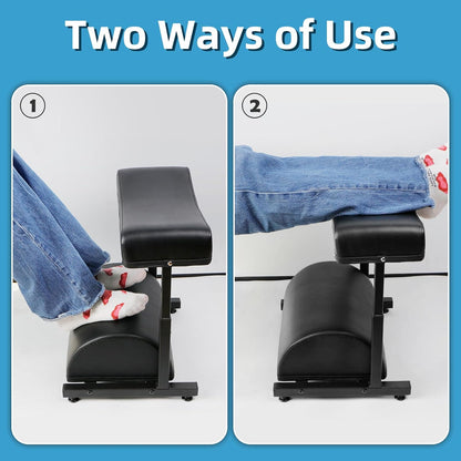 Adjustable Foot Rest Under Desk Footrest Wide Leg Rest 5 Height Positions PU Leather Covered for Desk Office Gaming Chairs Ergonomic, 16.5" L × 12.9" D × 18" H