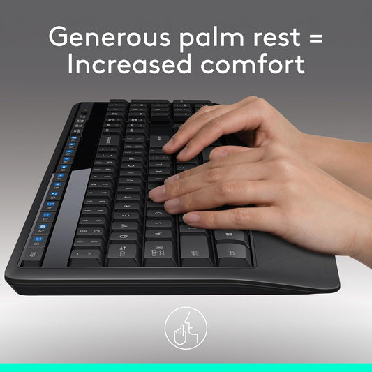 MK345 Full Size Wireless Keyboard and Mouse Combo - Black