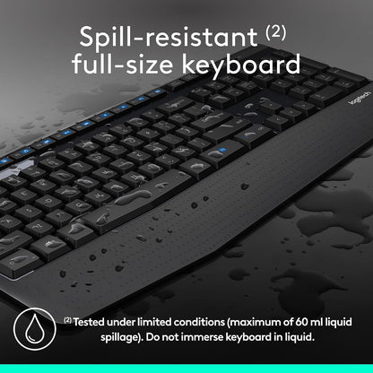 MK345 Full Size Wireless Keyboard and Mouse Combo - Black