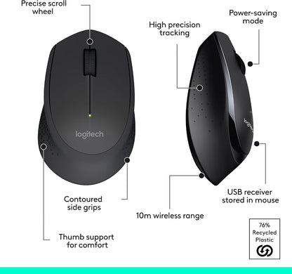 MK345 Full Size Wireless Keyboard and Mouse Combo - Black