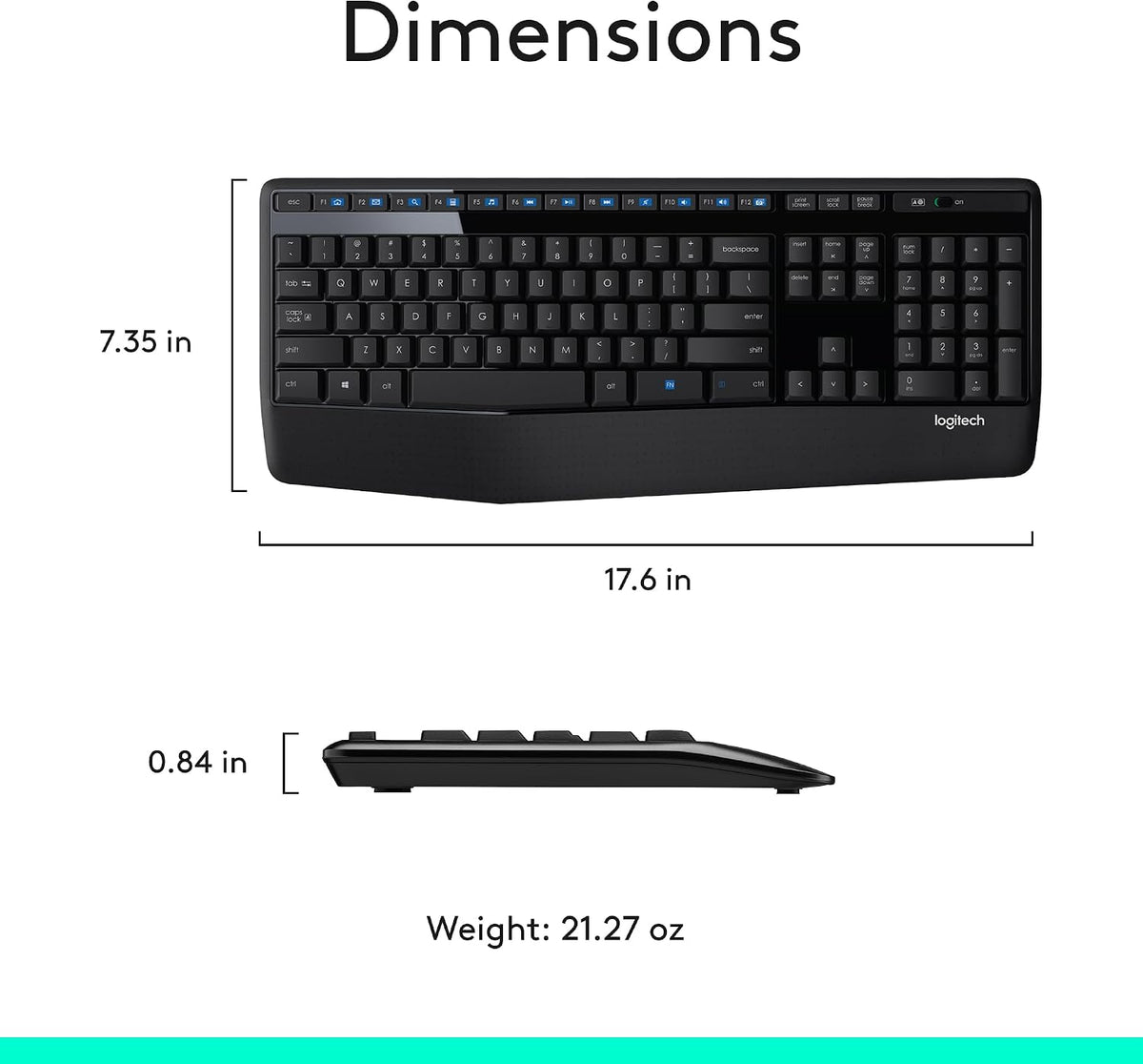 MK345 Full Size Wireless Keyboard and Mouse Combo - Black