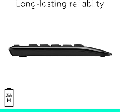 MK345 Full Size Wireless Keyboard and Mouse Combo - Black