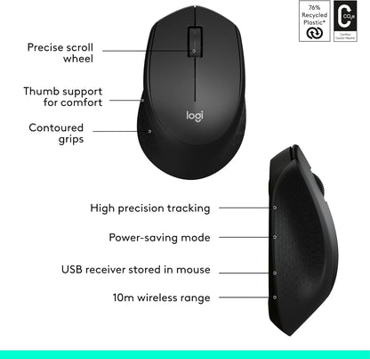 MK345 Full Size Wireless Keyboard and Mouse Combo - Black