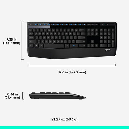 MK345 Full Size Wireless Keyboard and Mouse Combo - Black