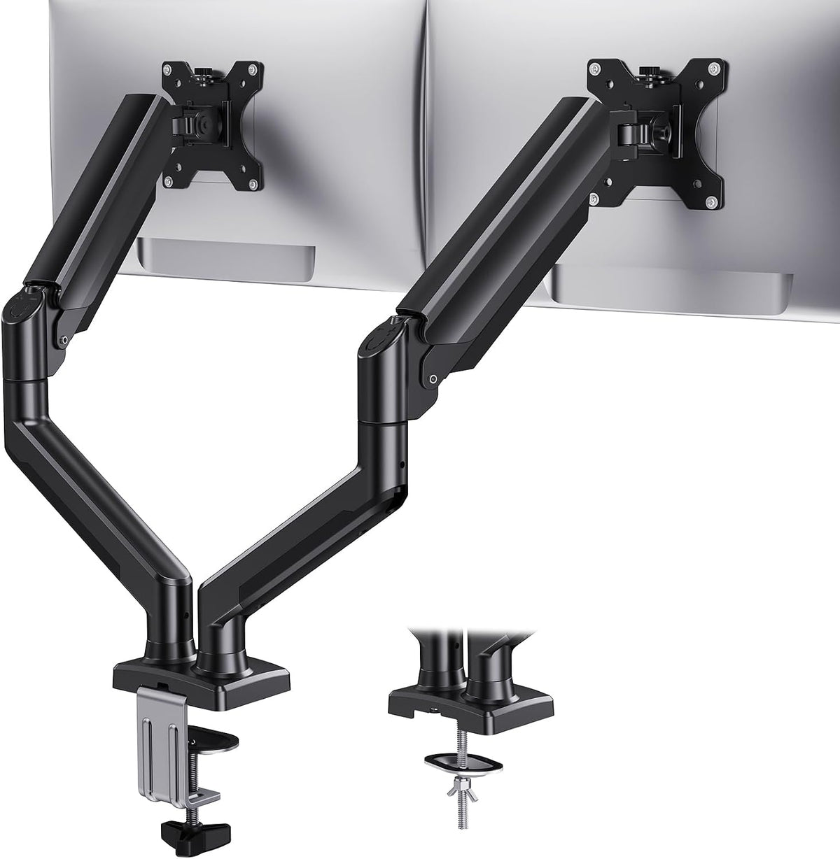 Dual Monitor Mount for 2 Monitors up to 32 inches, Each Arm Holds Max 22lbs, Dual Monitor Stand with Advanced System, Height-Adjustable/Tilt/Swivel/Rotate, VESA Standard 75mm or 100mm