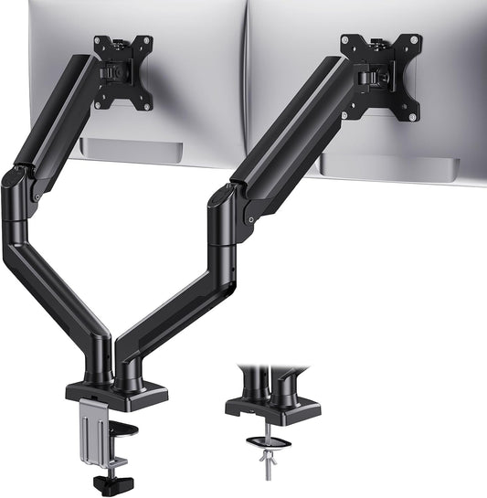 Dual Monitor Mount for 2 Monitors up to 32 inches, Each Arm Holds Max 22lbs, Dual Monitor Stand with Advanced System, Height-Adjustable/Tilt/Swivel/Rotate, VESA Standard 75mm or 100mm