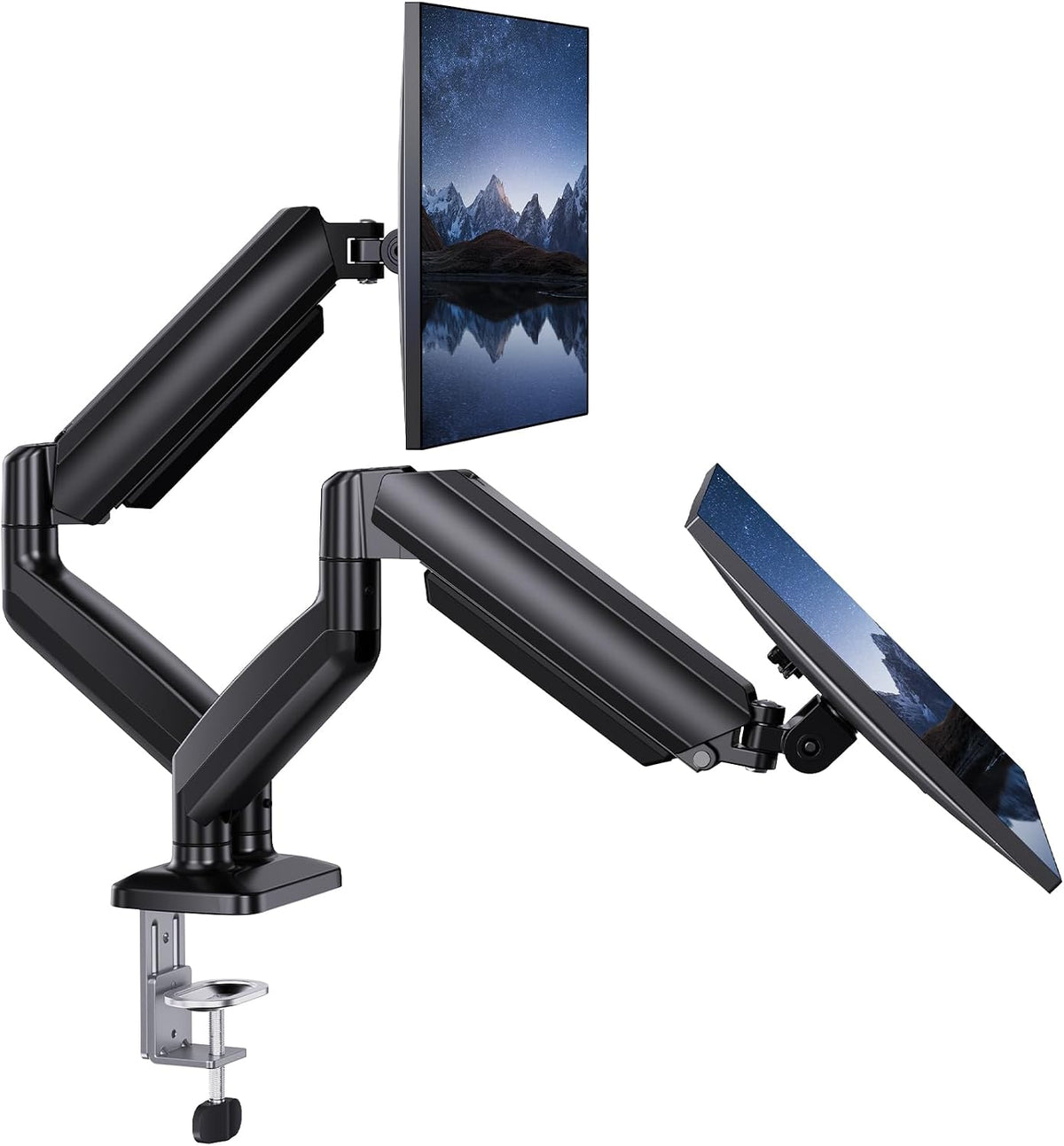 Dual Monitor Mount for 2 Monitors up to 32 inches, Each Arm Holds Max 22lbs, Dual Monitor Stand with Advanced System, Height-Adjustable/Tilt/Swivel/Rotate, VESA Standard 75mm or 100mm