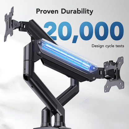 Dual Monitor Mount for 2 Monitors up to 32 inches, Each Arm Holds Max 22lbs, Dual Monitor Stand with Advanced System, Height-Adjustable/Tilt/Swivel/Rotate, VESA Standard 75mm or 100mm