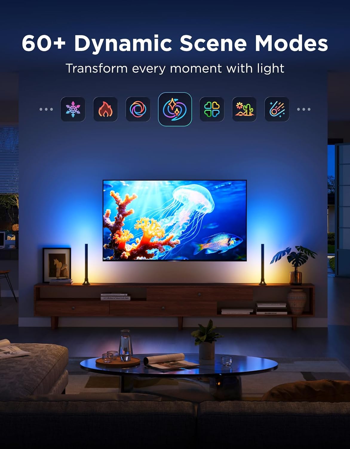 Smart RGBWIC Light Bars, 15-Inch WiFi TV Backlight for 45-70-Inch TVs