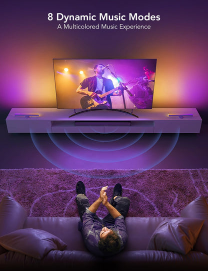 Smart RGBWIC Light Bars, 15-Inch WiFi TV Backlight for 45-70-Inch TVs