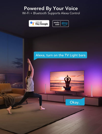 Smart RGBWIC Light Bars, 15-Inch WiFi TV Backlight for 45-70-Inch TVs