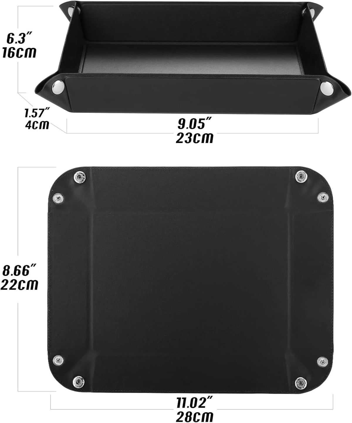 PU Valet Tray for Key Coin Phone Jewelry Wallet, M, Black