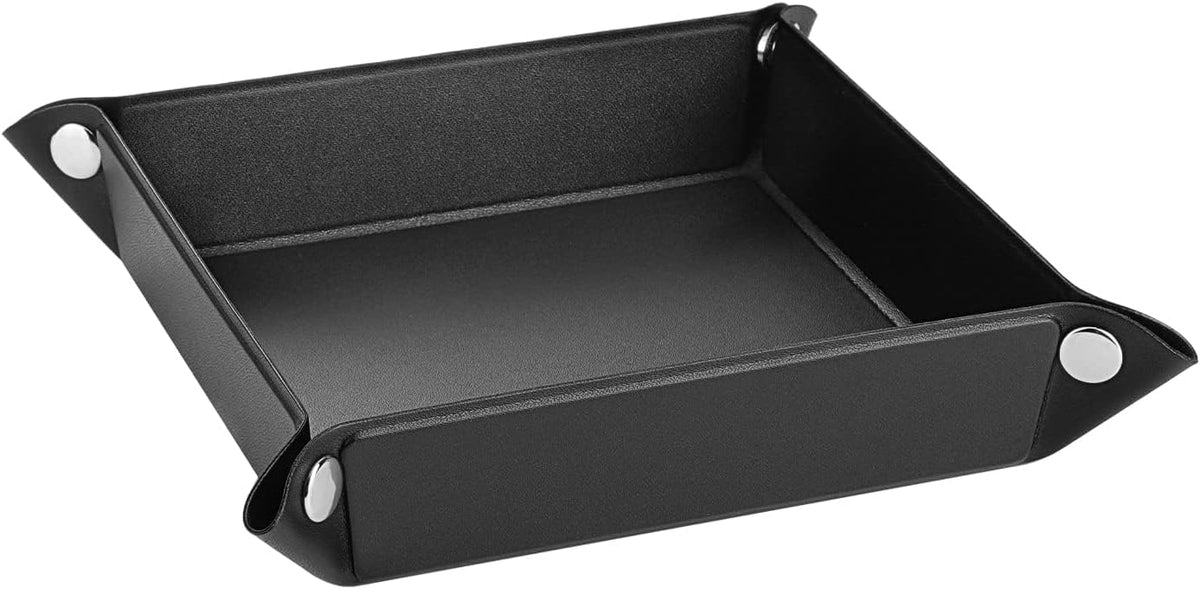 PU Valet Tray for Key Coin Phone Jewelry Wallet, M, Black