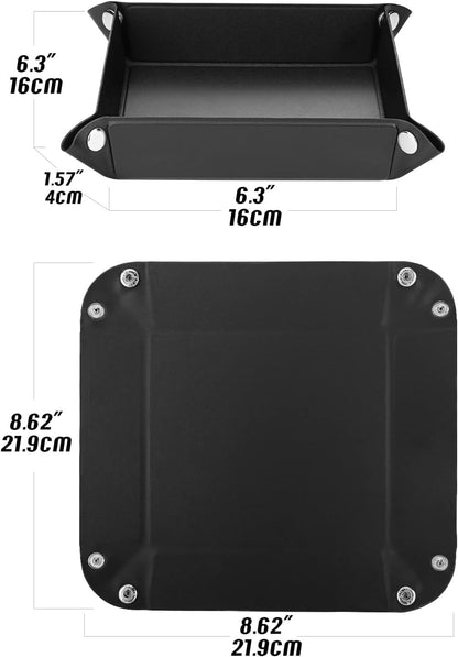 PU Valet Tray for Key Coin Phone Jewelry Wallet, M, Black