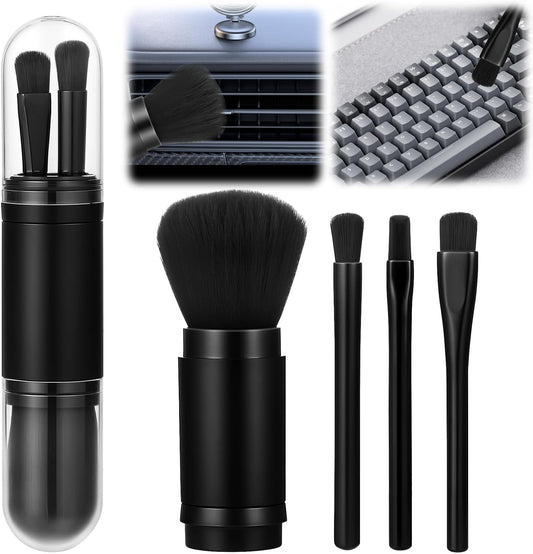 4 Pack Exquisite Duster Brush Kit, Mini Keyboard Cleaning Brushes Kit Model Cleaning Brush Nylon Anti Static Electronic Dust Brushes Efficient Dust Removal for Digital Devices Car Interior