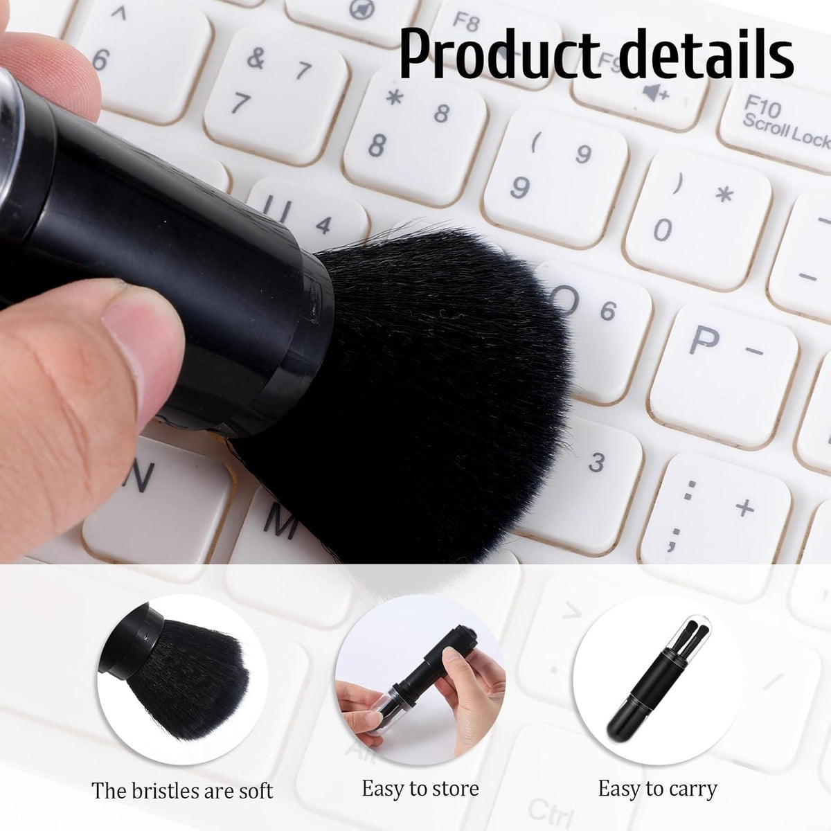4 Pack Exquisite Duster Brush Kit, Mini Keyboard Cleaning Brushes Kit Model Cleaning Brush Nylon Anti Static Electronic Dust Brushes Efficient Dust Removal for Digital Devices Car Interior