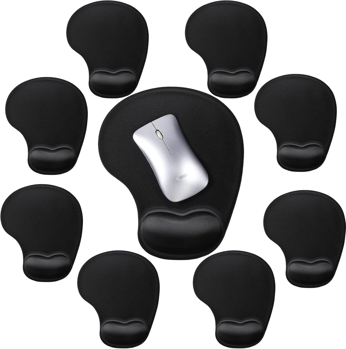 9 Pcs Ergonomic Mouse Pad with Wrist Rest Black Mouse Pads Memory Foam Non-Slip Mousepad Comfortable Computer Mousepad with PU Base for Pain Relief Computer Cafe Home Office Desk Accessories
