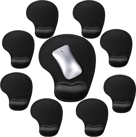 9 Pcs Ergonomic Mouse Pad with Wrist Rest Black Mouse Pads Memory Foam Non-Slip Mousepad Comfortable Computer Mousepad with PU Base for Pain Relief Computer Cafe Home Office Desk Accessories