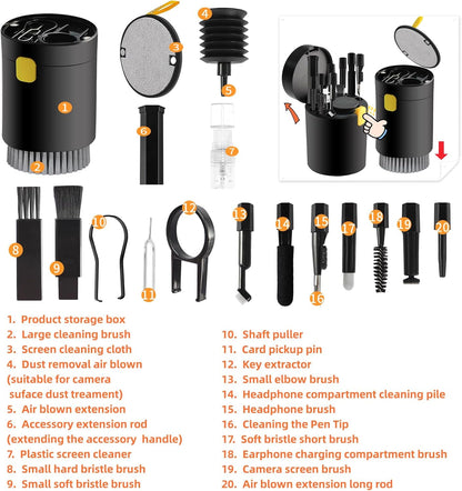20-in-1 Laptop Phone Screen Earbud Cleaning Kit, Keyboard Cleaner Kit