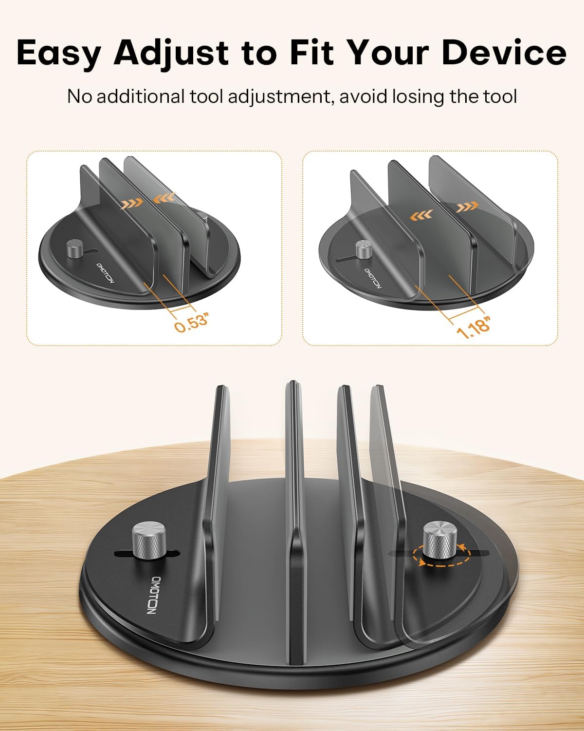 360° Vertical Laptop Stand Holder, Dual-Slot Aluminum Desk Organizer
