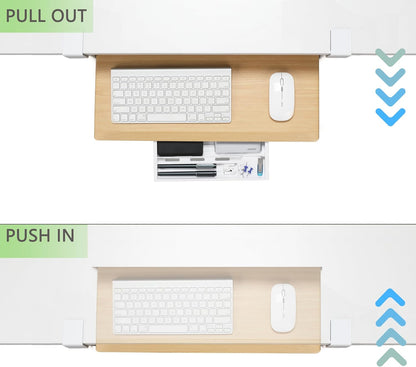Small Keyboard Tray Under Desk with Metal Rail, 19.7x11.8", Oak