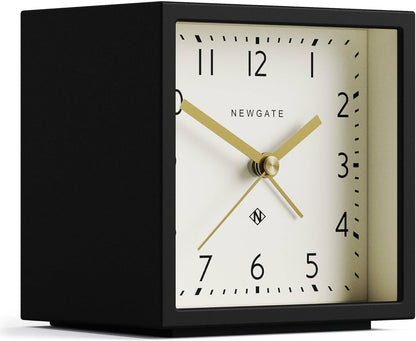 ® Equinox Alarm Clock | Design-led Cube Shaped Modern Alarm | Black | Ideal for Bedside, Desk, Shelf & Mantel | Mid-Century Bedroom & Office Accessory