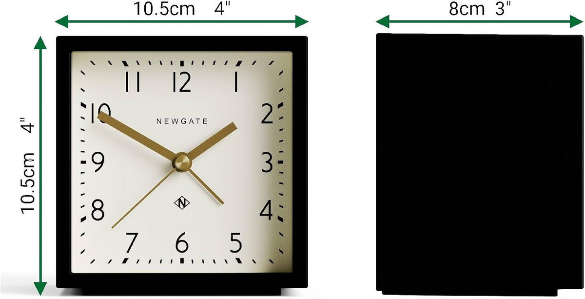® Equinox Alarm Clock | Design-led Cube Shaped Modern Alarm | Black | Ideal for Bedside, Desk, Shelf & Mantel | Mid-Century Bedroom & Office Accessory