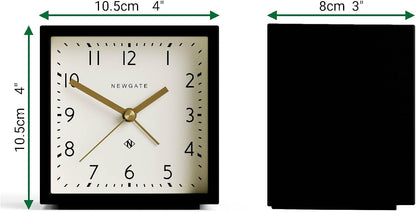 ® Equinox Alarm Clock | Design-led Cube Shaped Modern Alarm | Black | Ideal for Bedside, Desk, Shelf & Mantel | Mid-Century Bedroom & Office Accessory