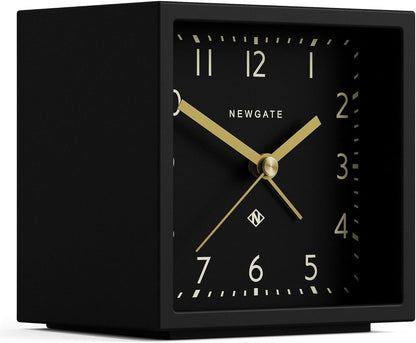 ® Equinox Alarm Clock | Design-led Cube Shaped Modern Alarm | Black | Ideal for Bedside, Desk, Shelf & Mantel | Mid-Century Bedroom & Office Accessory
