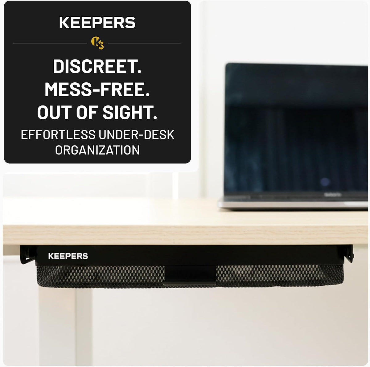 KEEPERS Anything Keeper — Compact 11x10in Under-Cabinet Slide-Out Drawer, Hidden Steel Organizer for K-Cups & Desk Items, RV & Small Kitchen — Black