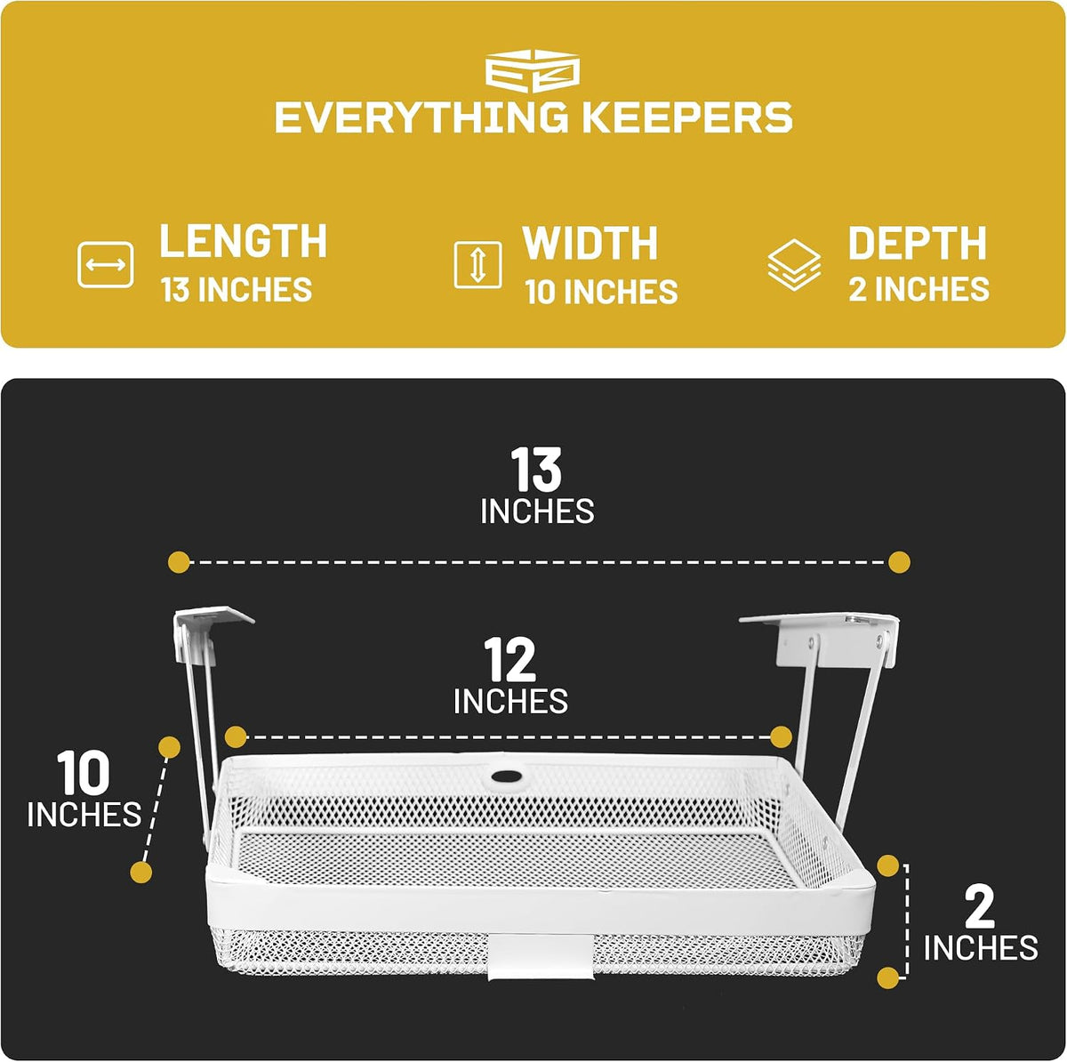 KEEPERS Anything Keeper — Compact 11x10in Under-Cabinet Slide-Out Drawer, Hidden Steel Organizer for K-Cups & Desk Items, RV & Small Kitchen — Black