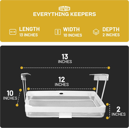 KEEPERS Anything Keeper — Compact 11x10in Under-Cabinet Slide-Out Drawer, Hidden Steel Organizer for K-Cups & Desk Items, RV & Small Kitchen — Black