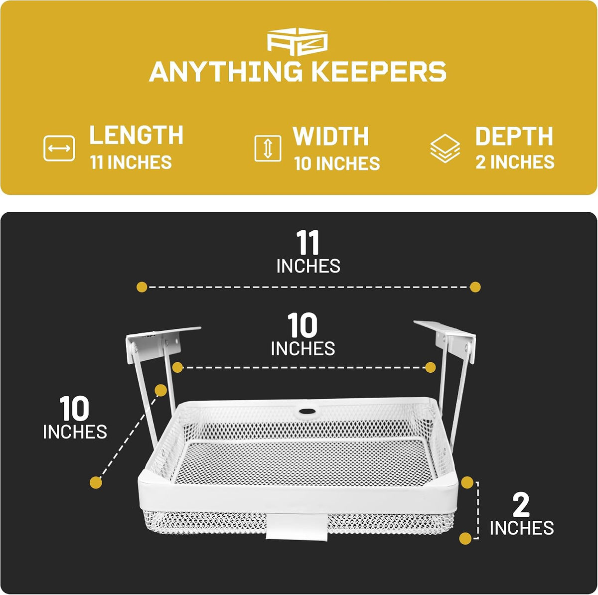 KEEPERS Anything Keeper — Compact 11x10in Under-Cabinet Slide-Out Drawer, Hidden Steel Organizer for K-Cups & Desk Items, RV & Small Kitchen — Black