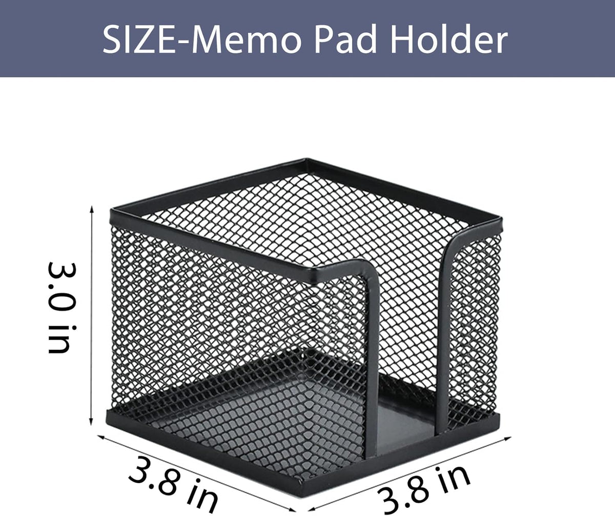 Pen Holder Desktop Pencil Organizer Metal Mesh Pen Cup Paper Clip Holder Memo Pad Holder Stationary Organizer for Desk 3 Pieces of a Set