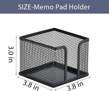 Pen Holder Desktop Pencil Organizer Metal Mesh Pen Cup Paper Clip Holder Memo Pad Holder Stationary Organizer for Desk 3 Pieces of a Set