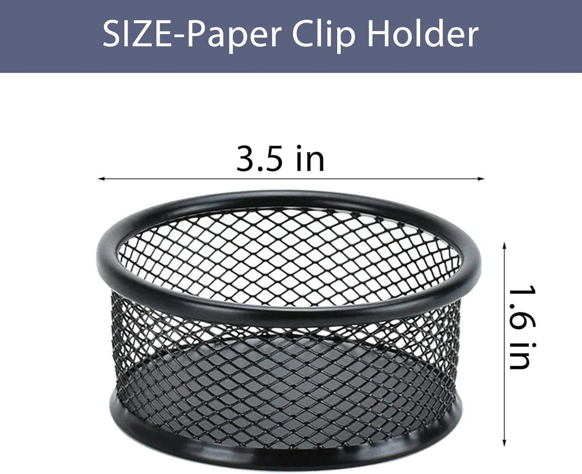 Pen Holder Desktop Pencil Organizer Metal Mesh Pen Cup Paper Clip Holder Memo Pad Holder Stationary Organizer for Desk 3 Pieces of a Set