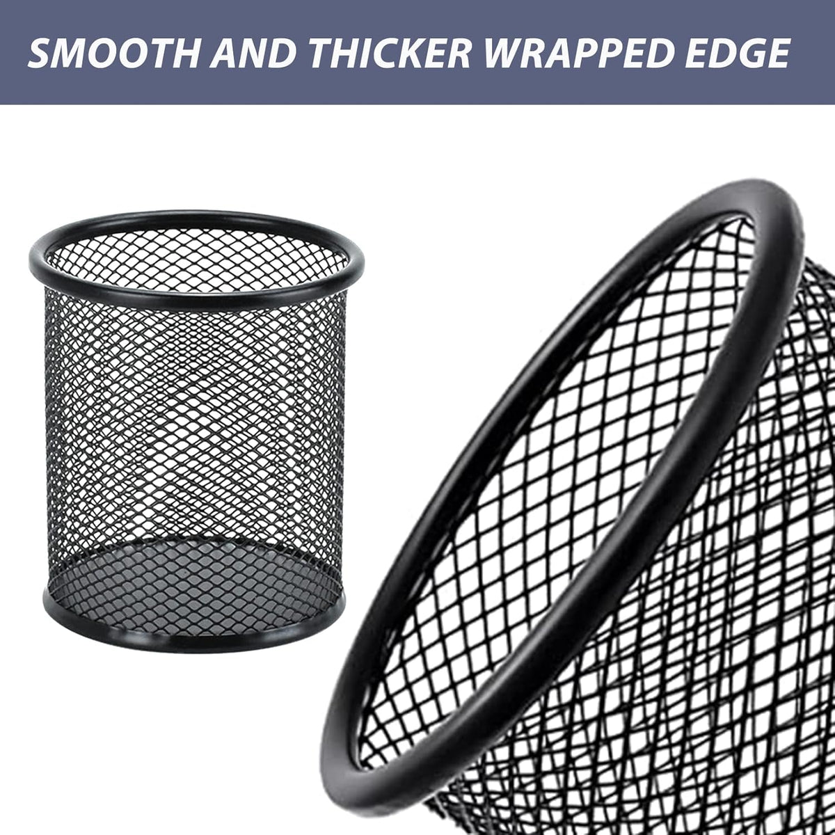 Pen Holder Desktop Pencil Organizer Metal Mesh Pen Cup Paper Clip Holder Memo Pad Holder Stationary Organizer for Desk 3 Pieces of a Set
