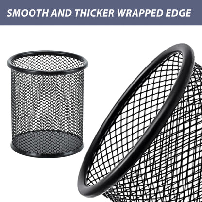 Pen Holder Desktop Pencil Organizer Metal Mesh Pen Cup Paper Clip Holder Memo Pad Holder Stationary Organizer for Desk 3 Pieces of a Set